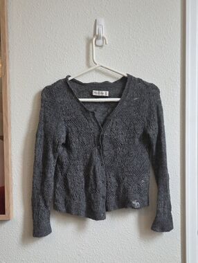 Abercrombie & Fitch Dark Gray Knit Button-Up Cardigan